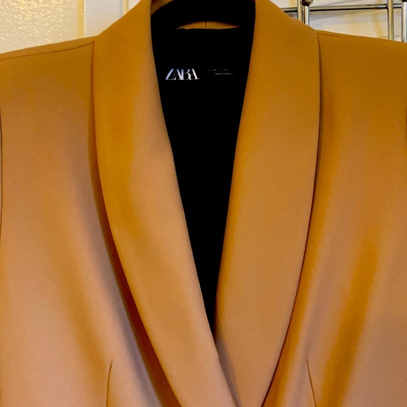 ZARA WOMENS LONG DOUBLE BREASTED BLAZER COLOR CAMEL SIZE M NWT - Picture 2 of 7